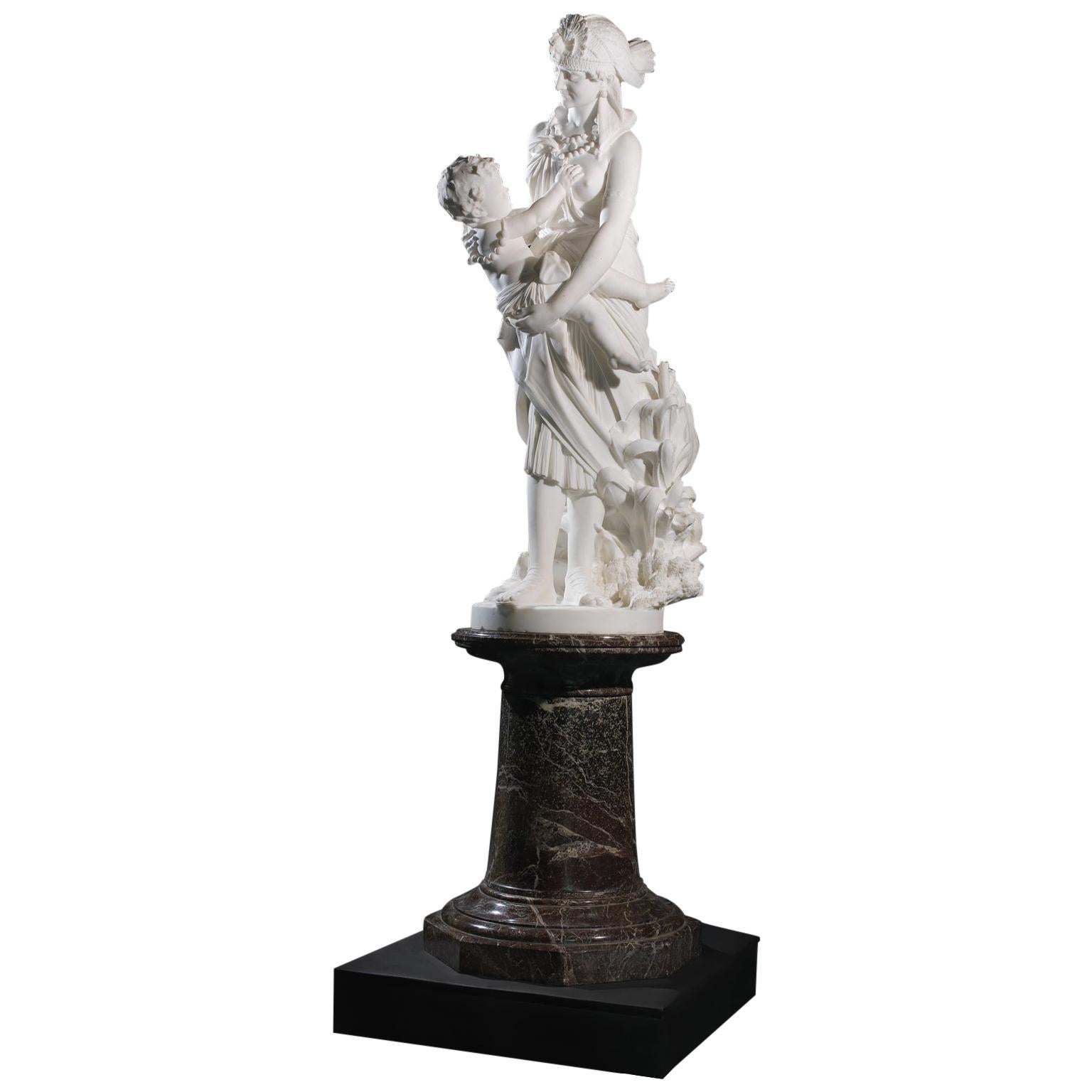 « La découverte de Moïse », groupe figuratif en marbre de Pietro Bazzanti, datant d'environ 1870 en vente