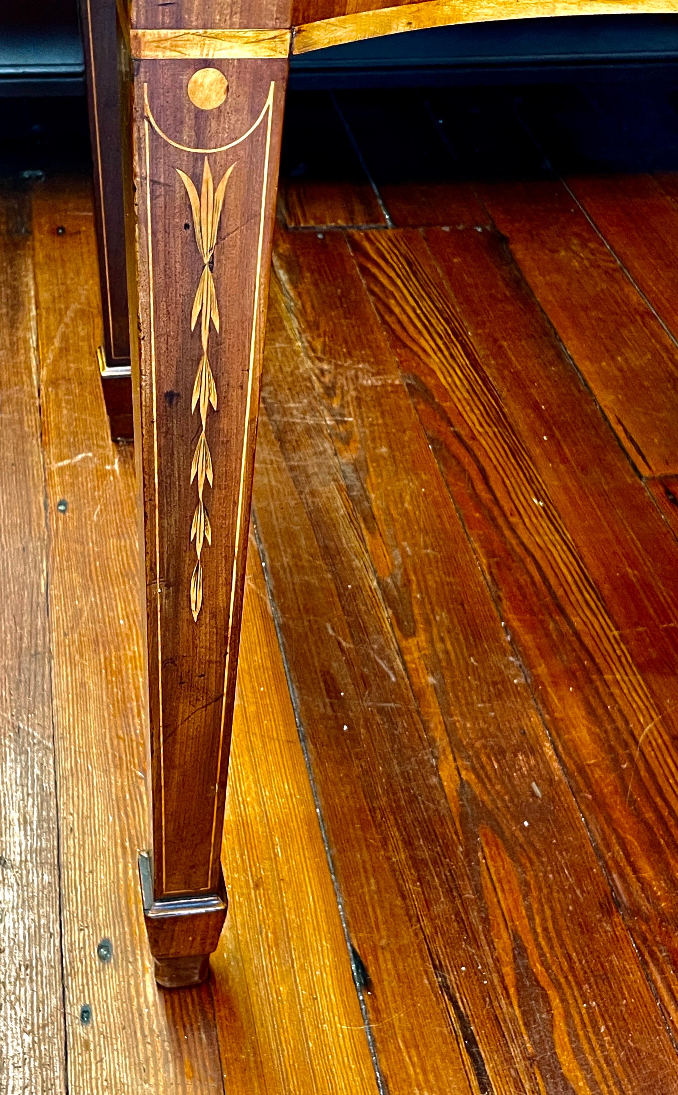 Hand-Crafted THE Finest late 18th C. inlaid flame mahogany Hepplewhite Serpentine Sideboard