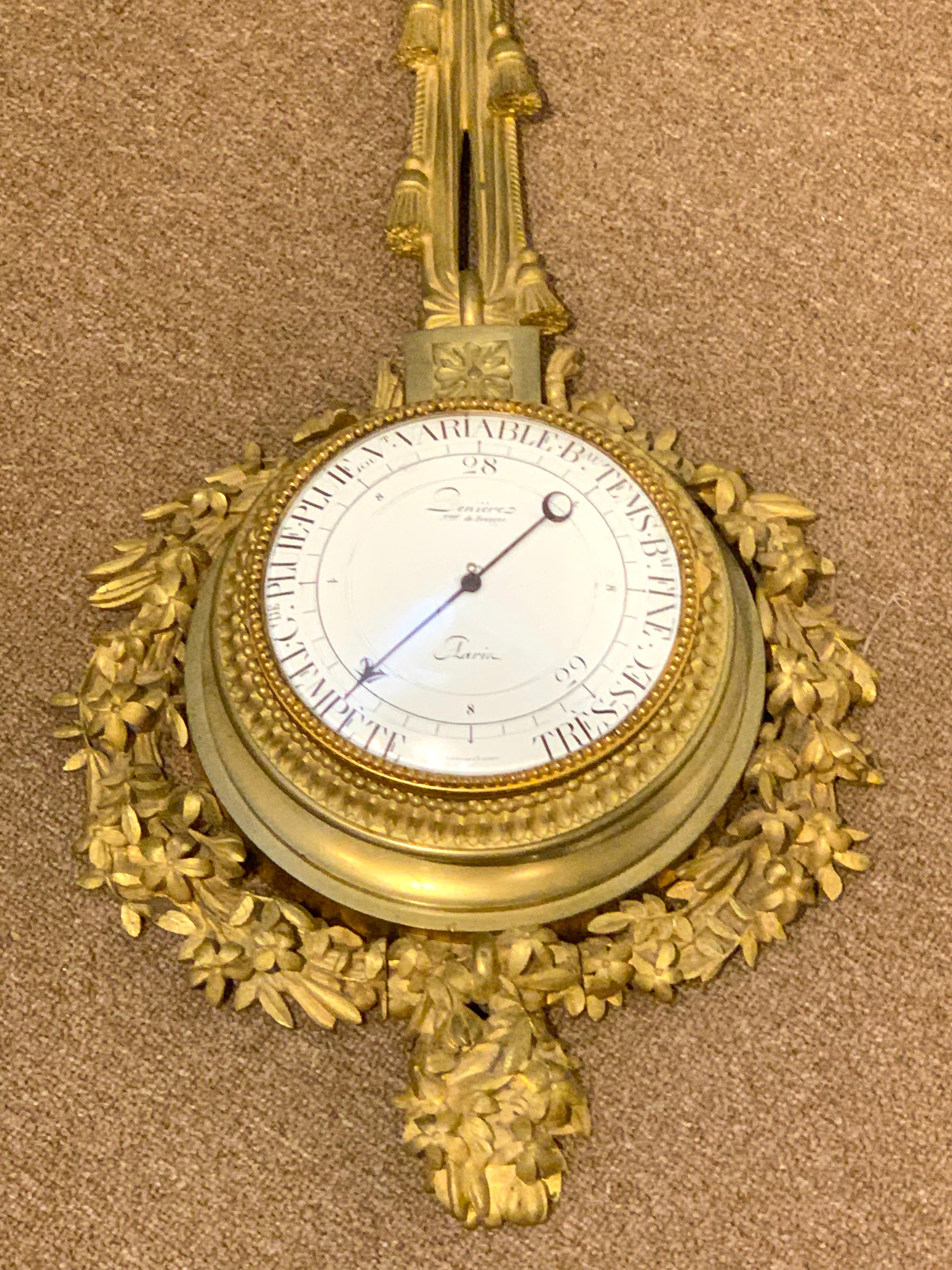 Finest Louis XVI Style Gilt Bronze Barometer, by Deniere, Paris In Good Condition For Sale In Atlanta, GA