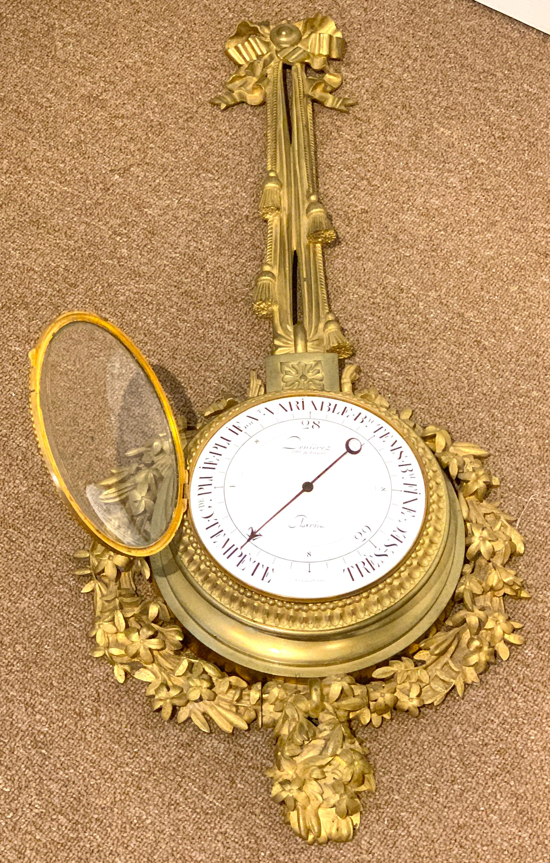 Finest Louis XVI Style Gilt Bronze Barometer, by Deniere, Paris For Sale 1
