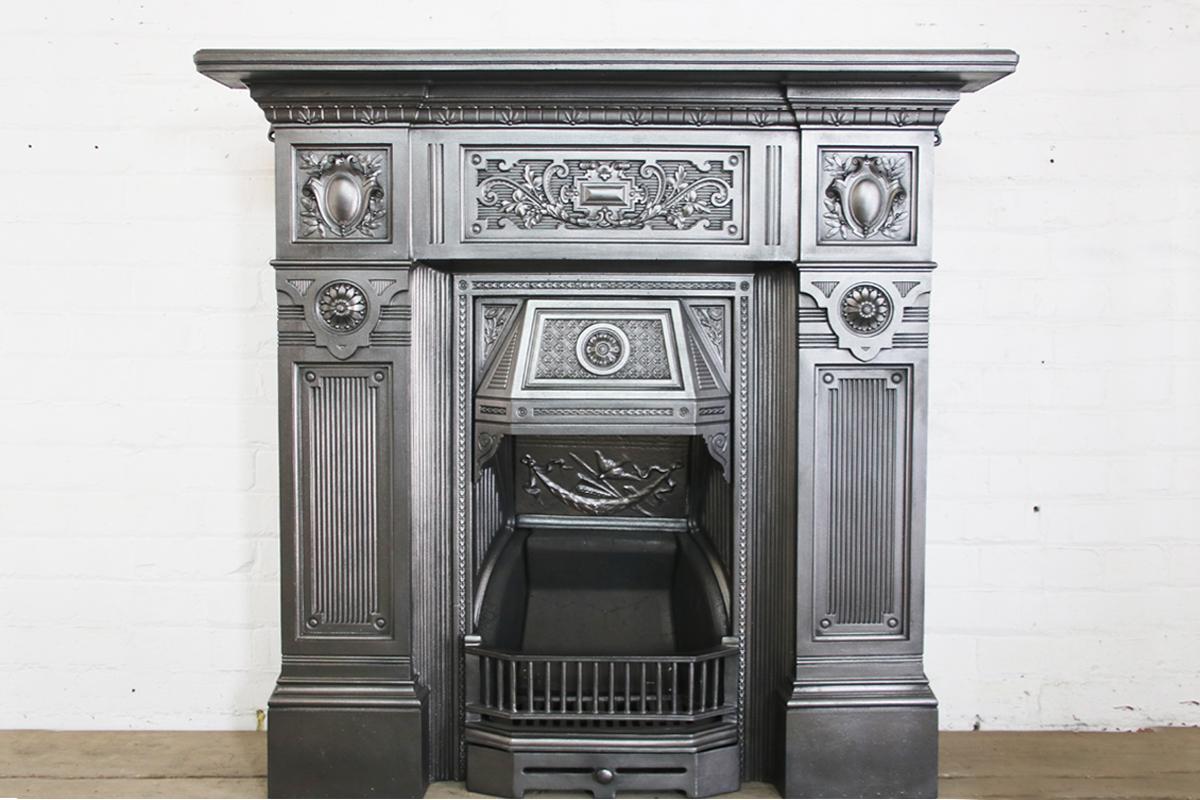 Fire Queen, a Large Antique Late Victorian Cast Iron Combination Fireplace 5
