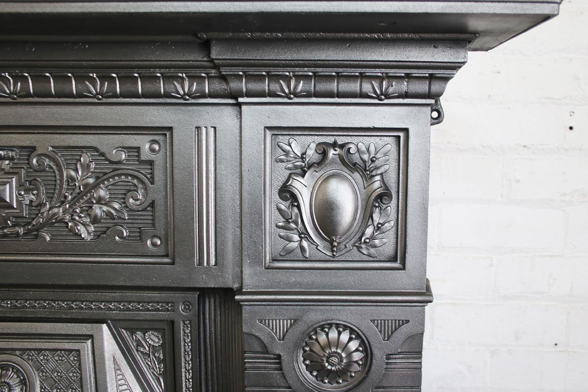 19th Century Fire Queen, a Large Antique Late Victorian Cast Iron Combination Fireplace