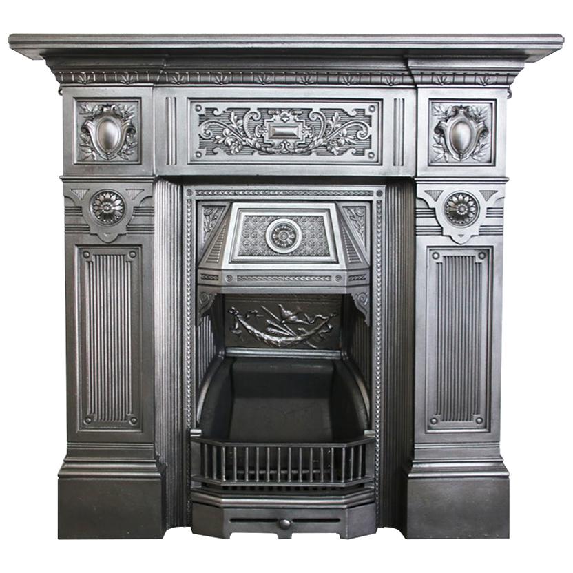 Fire Queen, a Large Antique Late Victorian Cast Iron Combination Fireplace