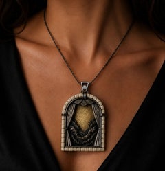 The First Day of Creation Jerusalem Stone and Sterling Silver Pendant with 24K