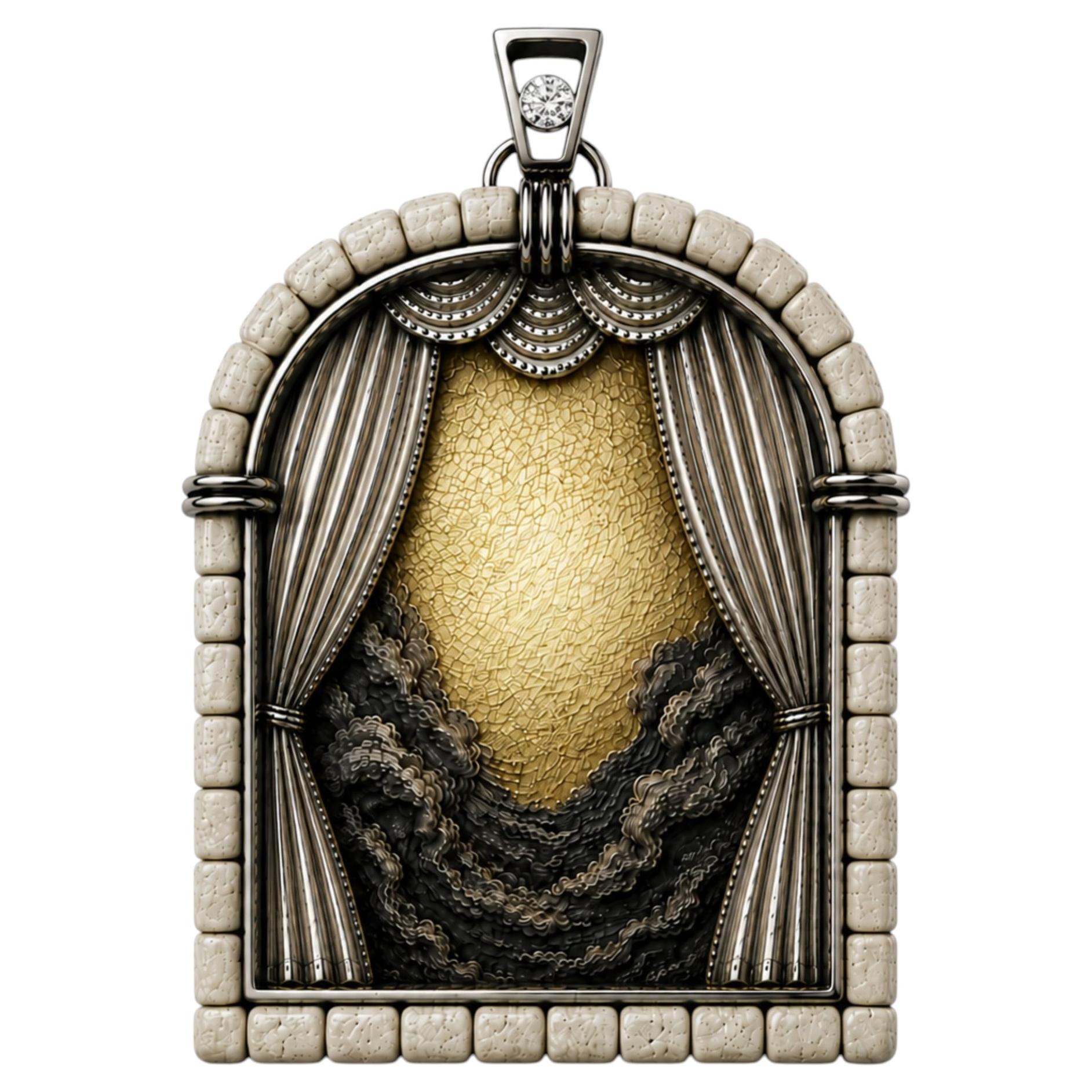 The First Day of Creation Jerusalem Stone and Sterling Silver Pendant with 24K