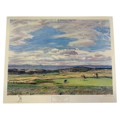 Stampa di golf "Il primo verde di Muirfield" con schizzo originale di Arthur Weaver