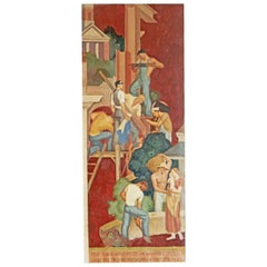 "The First Requisite, " Important Art Deco-WPA Mural Study Depicting Laborers