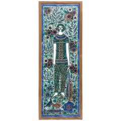 "The Fisherman", Decorative Art Tile Painting by Edit Vén