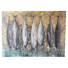 "The Fisherman's Harvest" Contemporary Painting, Indonesian Artist A. Muliastra