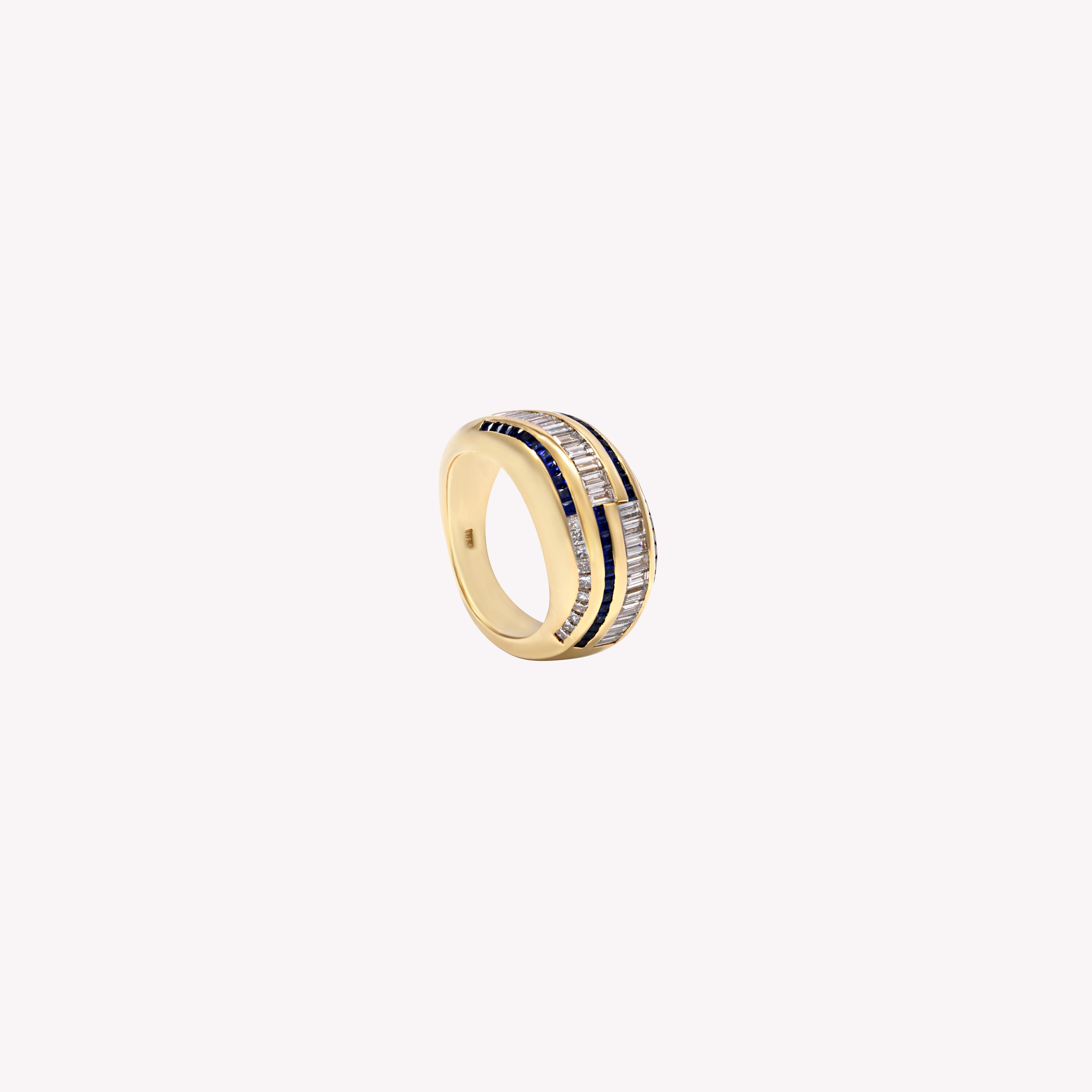 The Fitzgerald Cigar Band - 2.5ct baguette & princess cut diamonds & sapphires 7