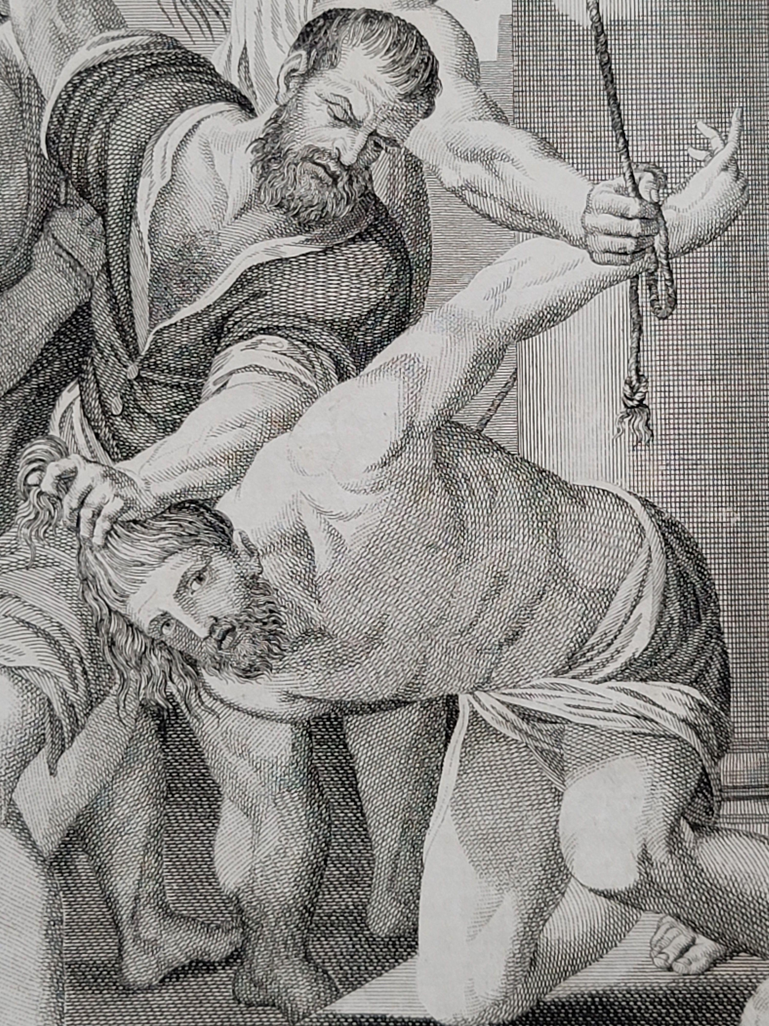 Gravé « La flagellation de Jésus » d'après Ludovico Carracci par Guilio Tomba 1780-1841 en vente