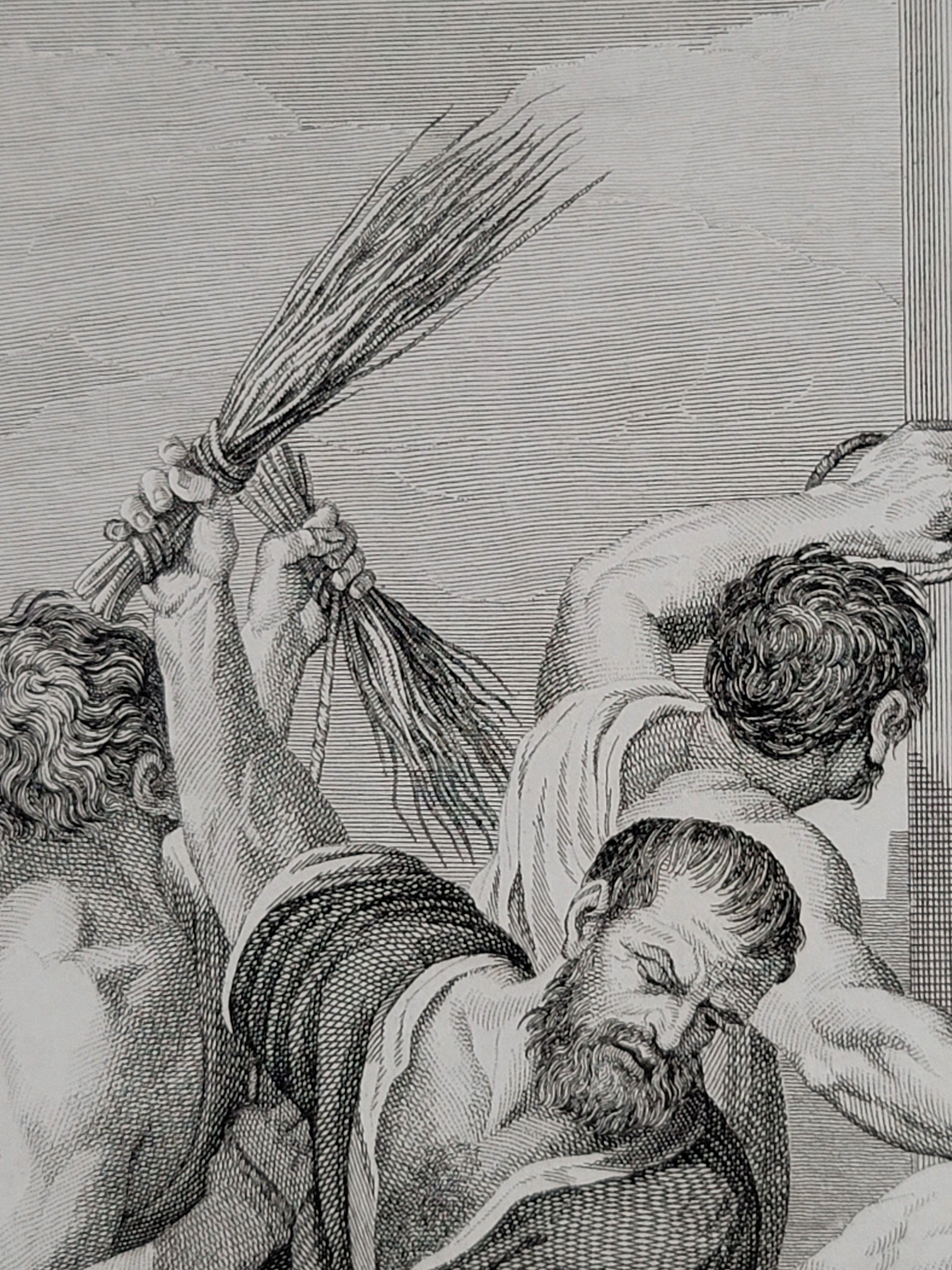 XIXe siècle « La flagellation de Jésus » d'après Ludovico Carracci par Guilio Tomba 1780-1841 en vente