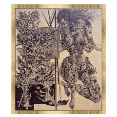 "The Flaming Artist" Wood marquetry Contemporary Wall Decor
