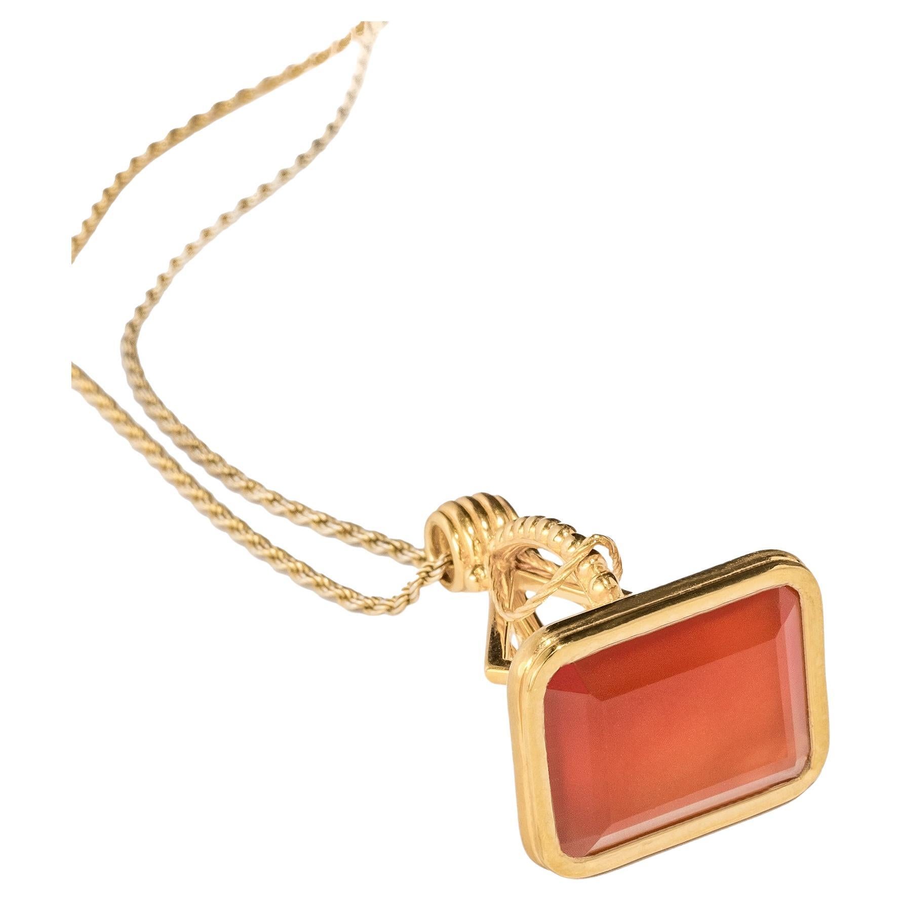 The Fleur Fairfax Gemstone Fob Pendant - Carnelian