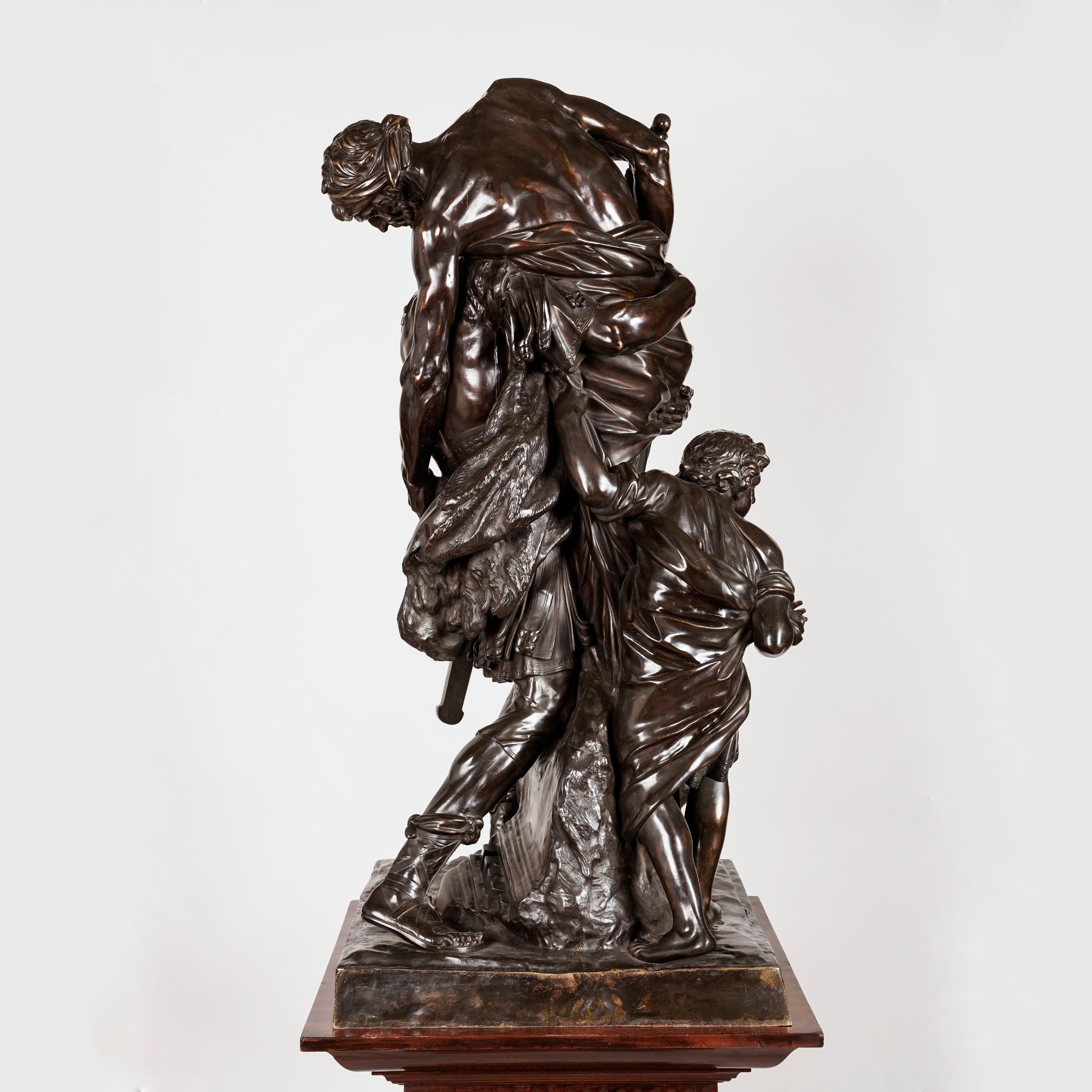 Flight from Troy, 19th Century French Bronze Sculpture For Sale 1