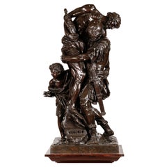 Flight from Troy, 19th Century French Bronze Sculpture
