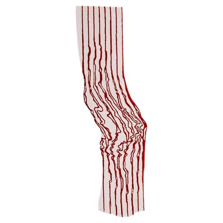 The Floor Is Lava - Fire Line Angled Red & White Rug by PLACéE For Sale