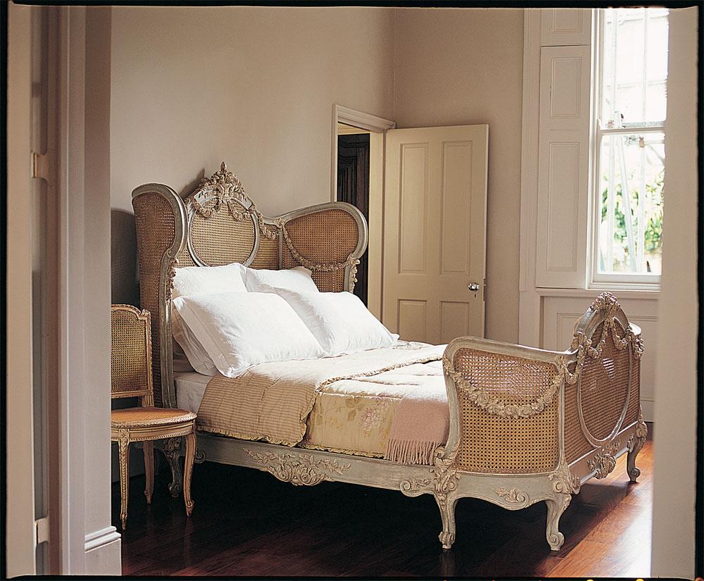 Gilt Floral Swag, a Louis XV Style Corbeille Canned Bed by La Maison London For Sale
