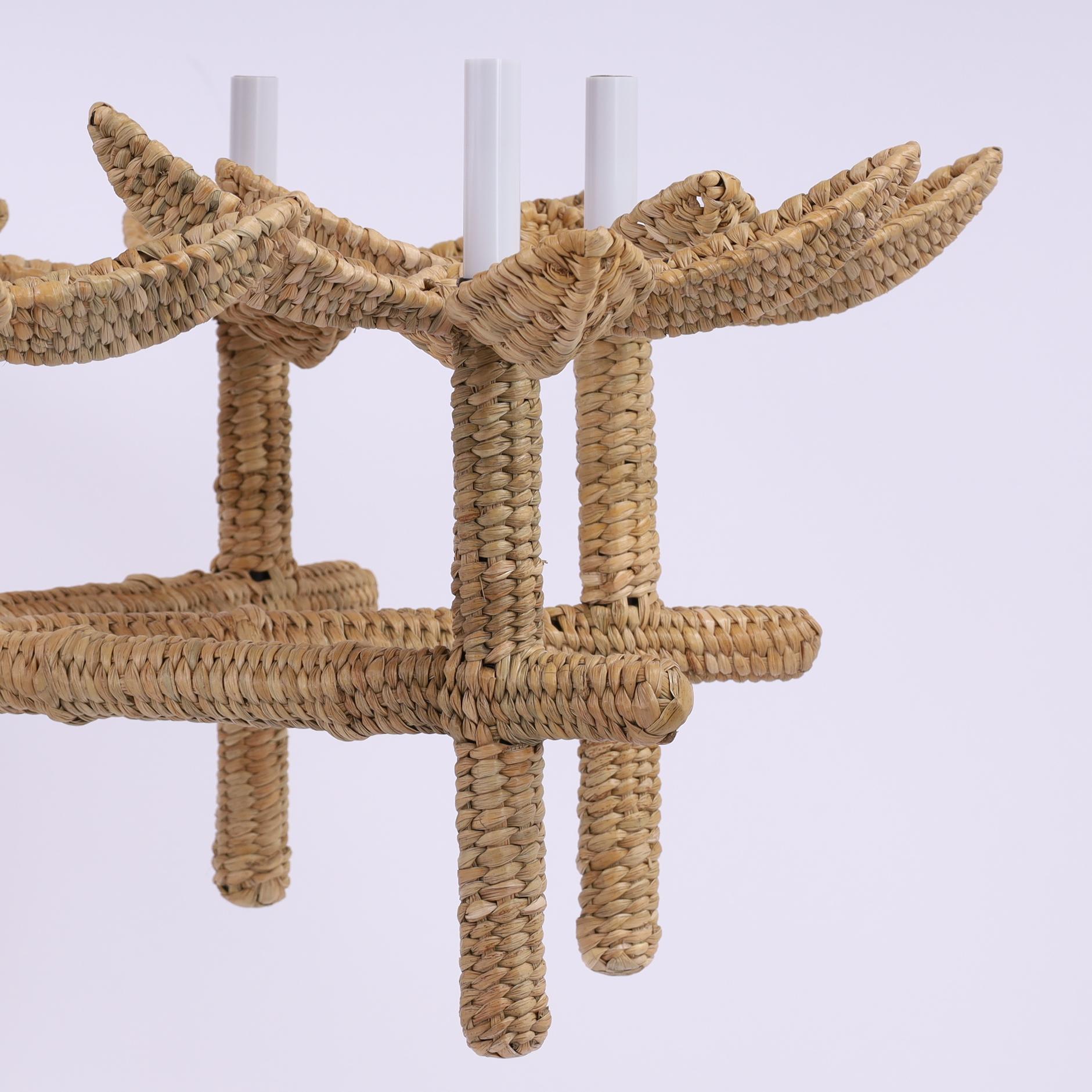 The Florencia Pequeña Wicker Palm Tree Chandelier from the FS Flores Collection 2