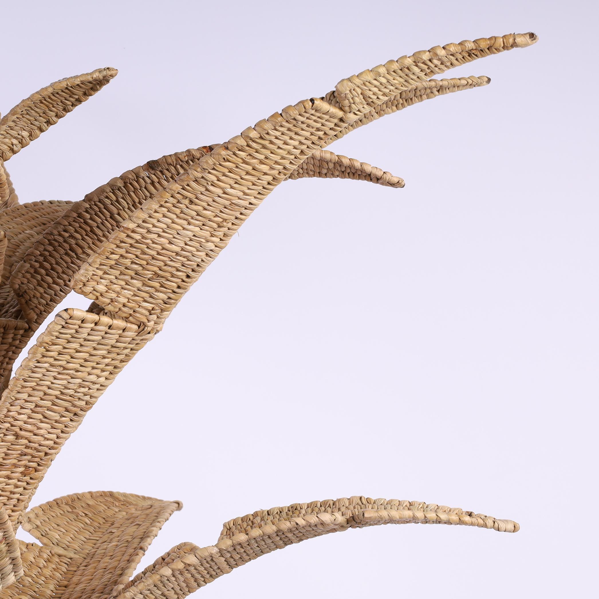 Mexican The Florencia Pequeña Wicker Palm Tree Chandelier from the FS Flores Collection