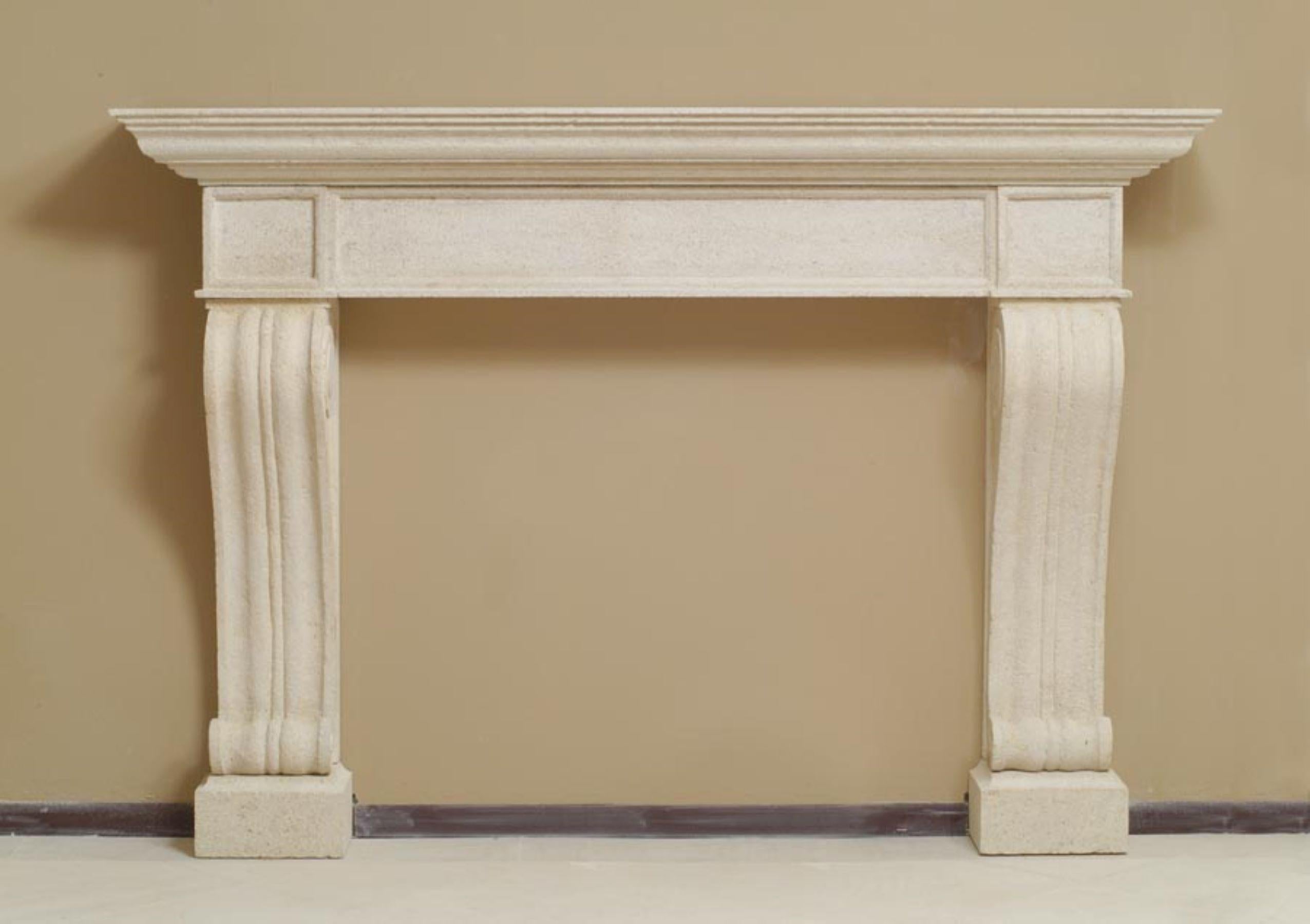 Our Florentine fireplace, named after the beautiful Italian city of Florence, the birthplace of the Renaissance, is inspired by design from that era. The legs feature a deep scrolling top, and a smaller scroll at the bottom, above chamfered square
