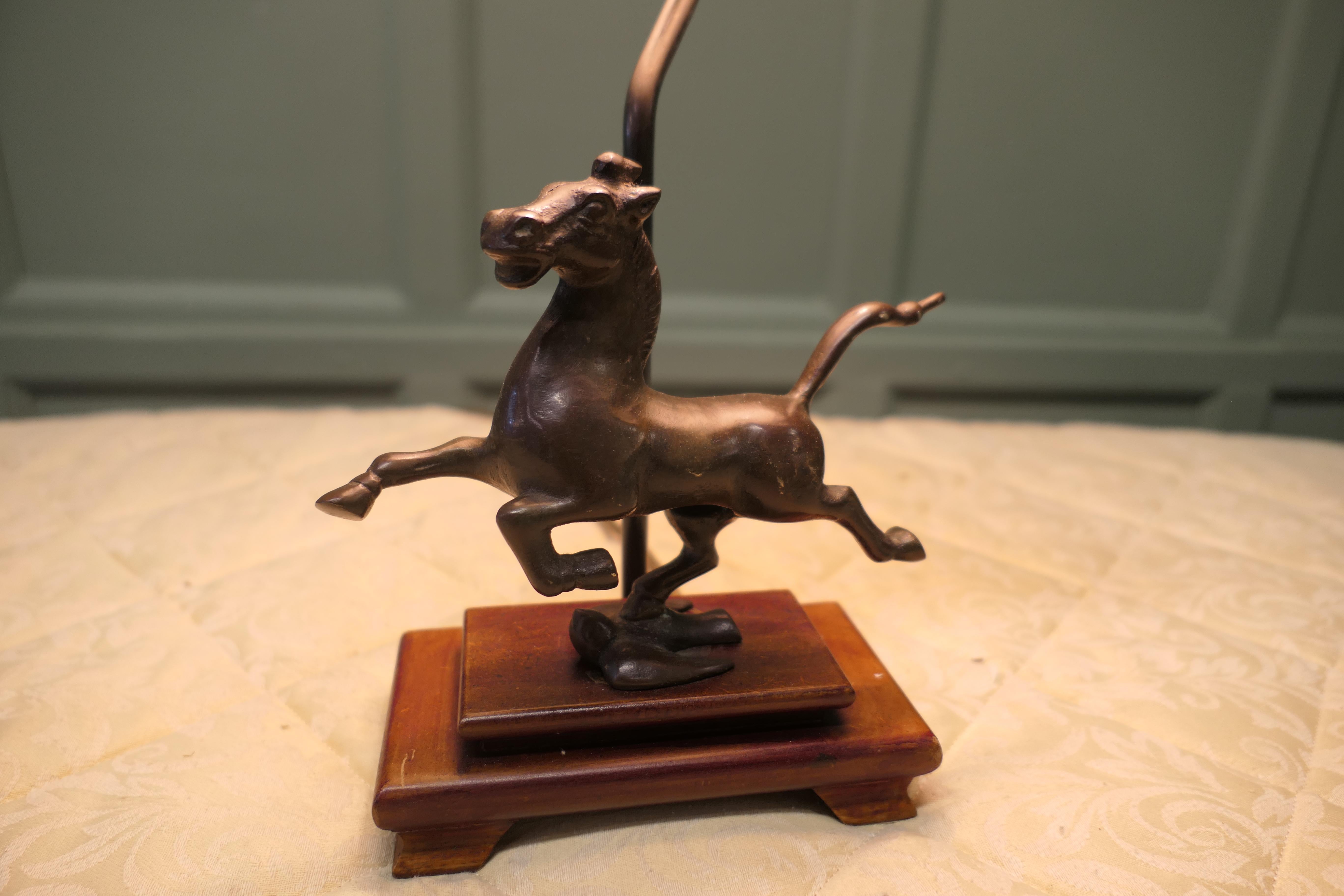 Chinoiserie The Flying Horse of Gansu Set as a Lamp   This is a bronze statue For Sale