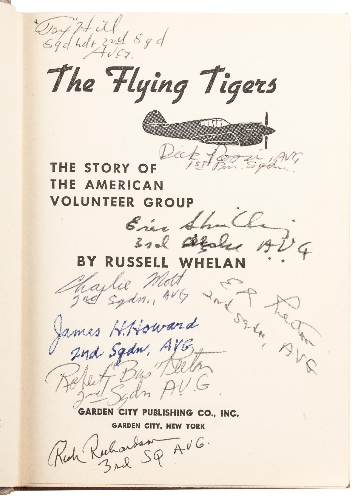 Mid-Century Modern The Flying Tigers by Russell Whelan, Signed by 17 Flying Tigers, 1944