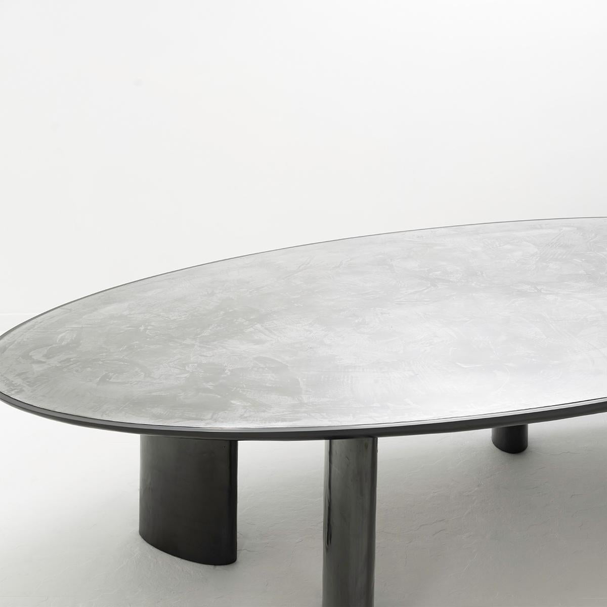 Minimalist The Foch Liquid Aluminium, Silver and Gun Metal Dining Table, Moon Collection