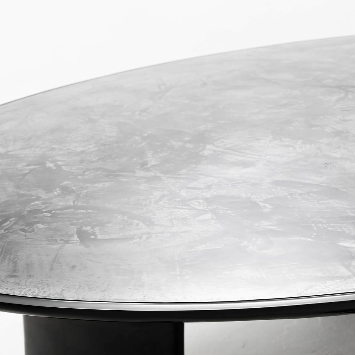 French The Foch Liquid Aluminium, Silver and Gun Metal Dining Table, Moon Collection