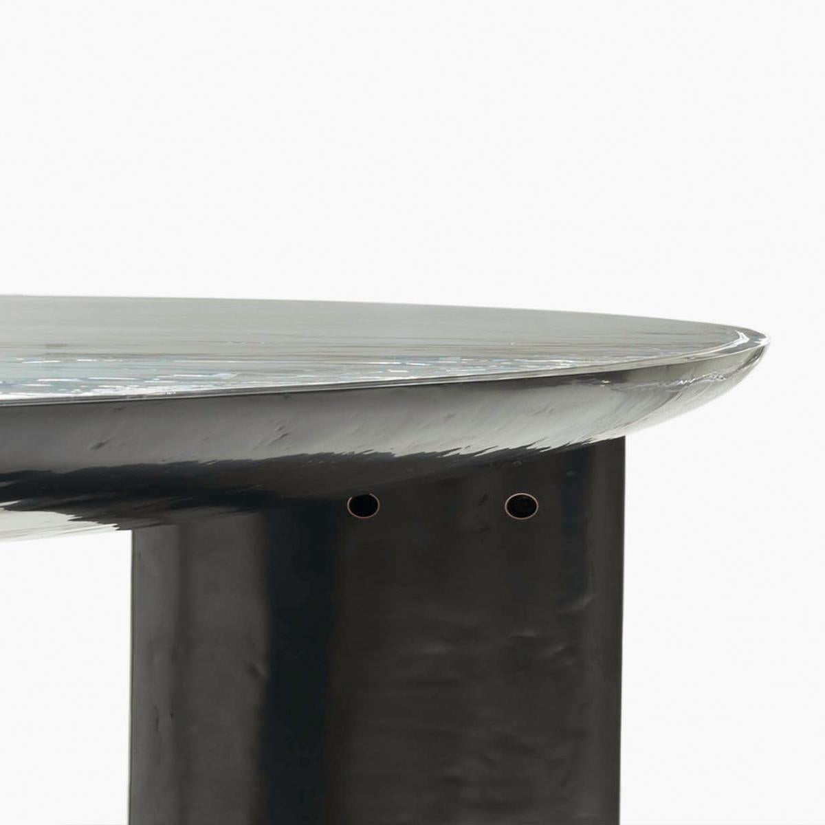 Molded The Foch Liquid Aluminium, Silver and Gun Metal Dining Table, Moon Collection