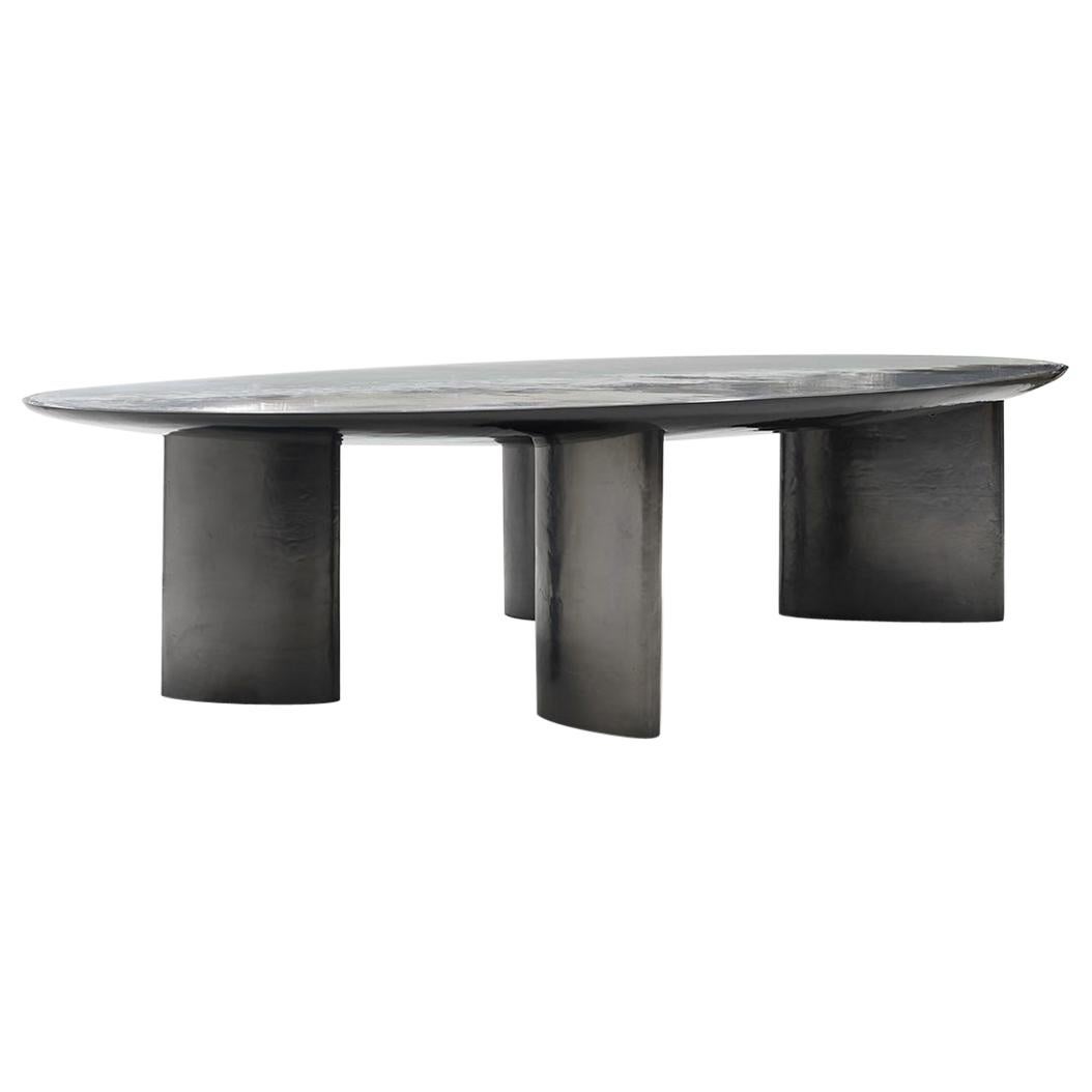 The Foch Liquid Aluminium, Silver and Gun Metal Dining Table, Moon Collection