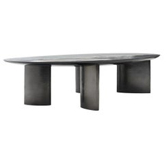 The Foch Liquid Aluminium, Silver and Gun Metal Dining Table, Moon Collection