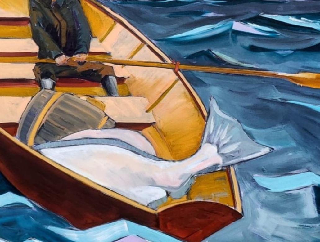 Organic Modern The Fog Warning (Winslow Homer), James Mattison, 36x48, Oil on Canvas, 2021 For Sale