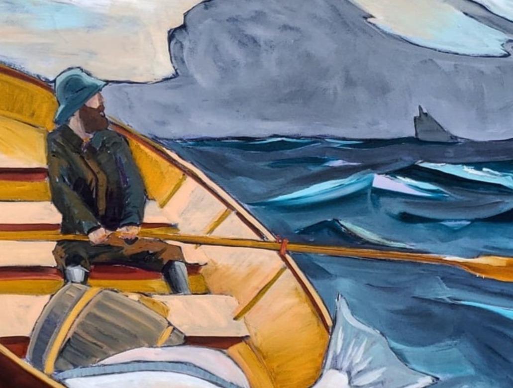 American The Fog Warning (Winslow Homer), James Mattison, 36x48, Oil on Canvas, 2021 For Sale