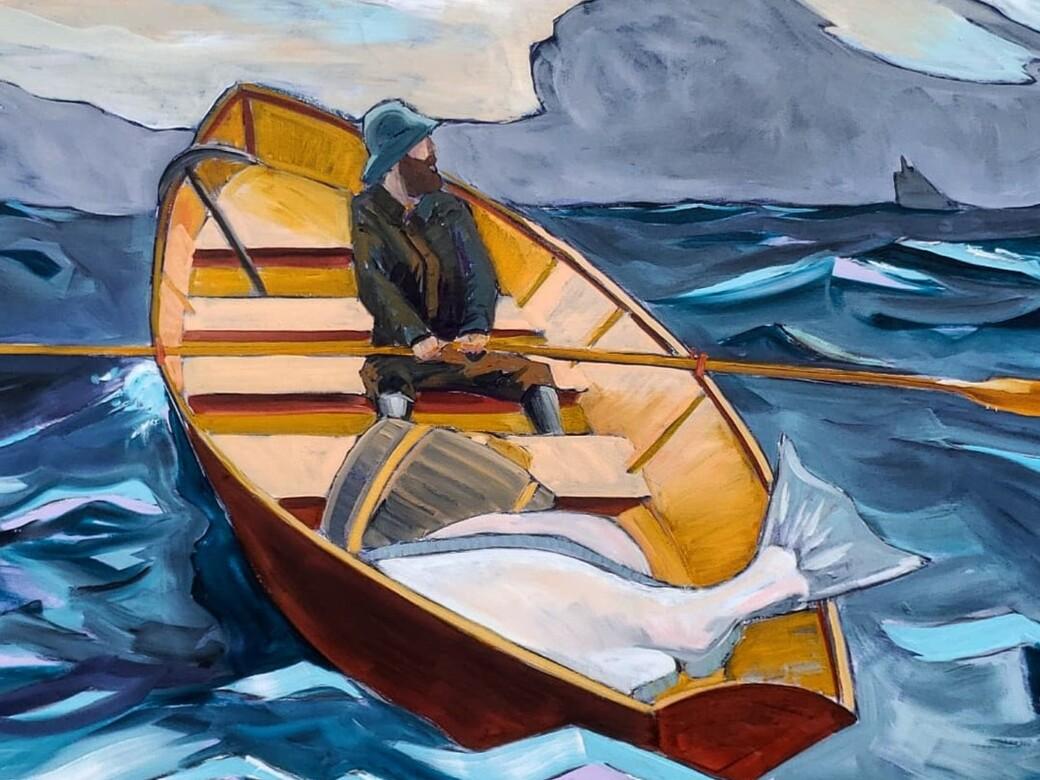 The Fog Warning (Winslow Homer), James Mattison, 36x48, Oil on Canvas, 2021 In New Condition For Sale In Deland, FL