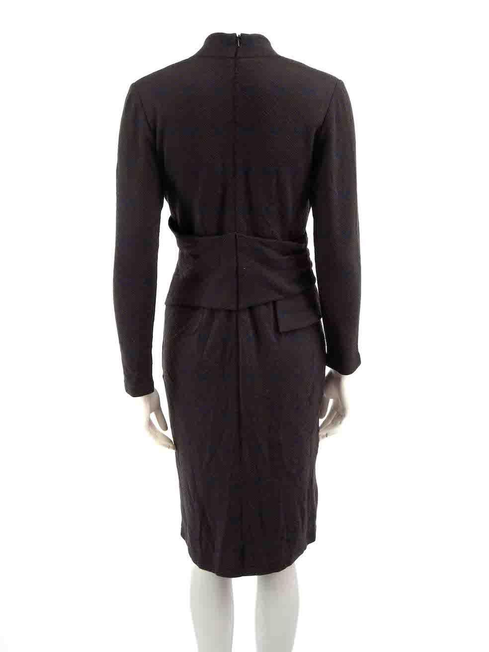 The Fold Brown Zig Zag Jacquard Knit Midi Dress Size S In Good Condition For Sale In London, GB