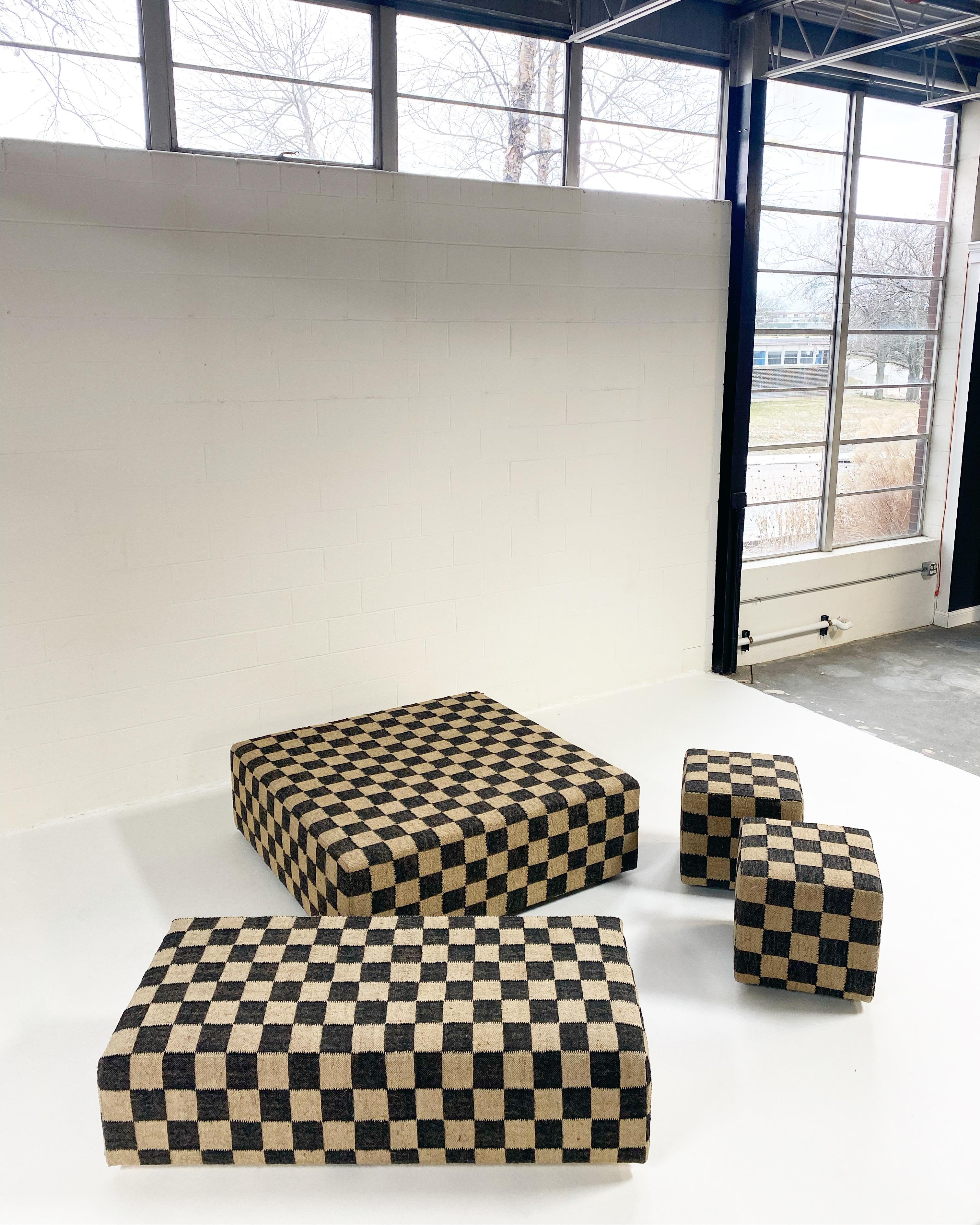 The Forsyth Checkerboard Cube Ottoman For Sale 5