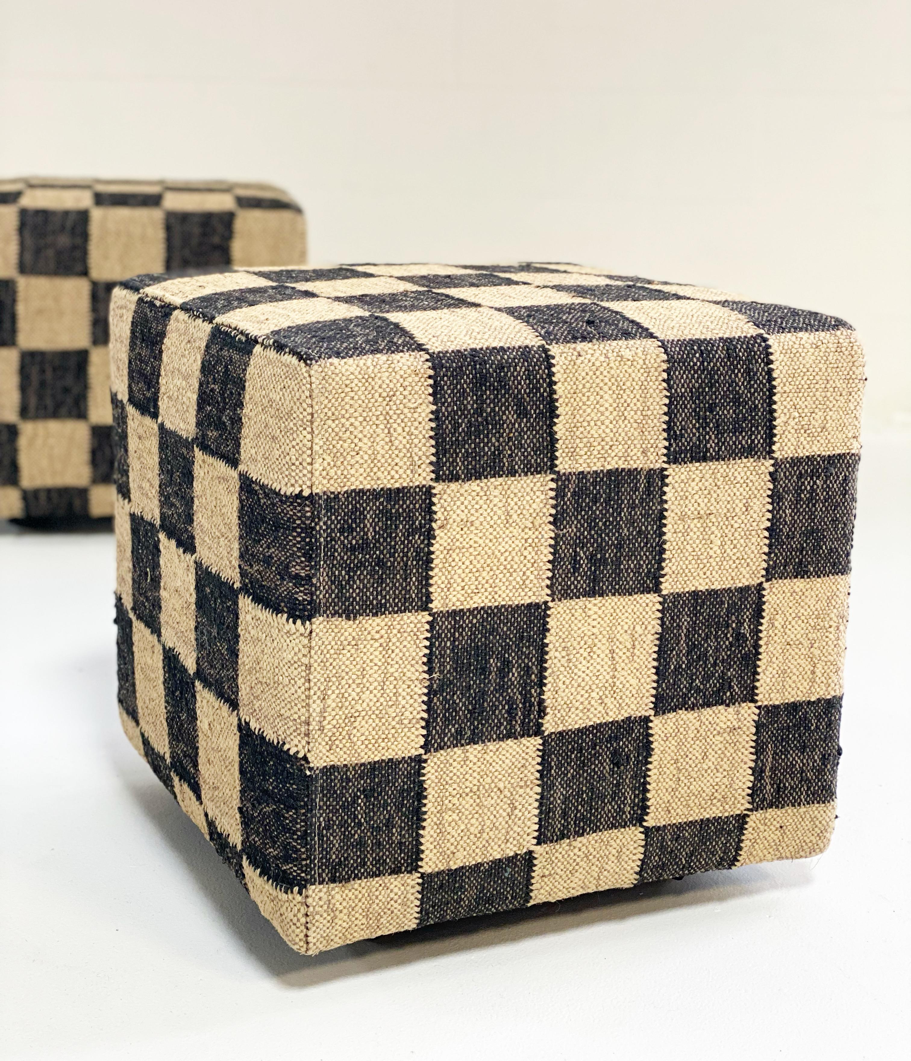 American The Forsyth Checkerboard Cube Ottoman For Sale
