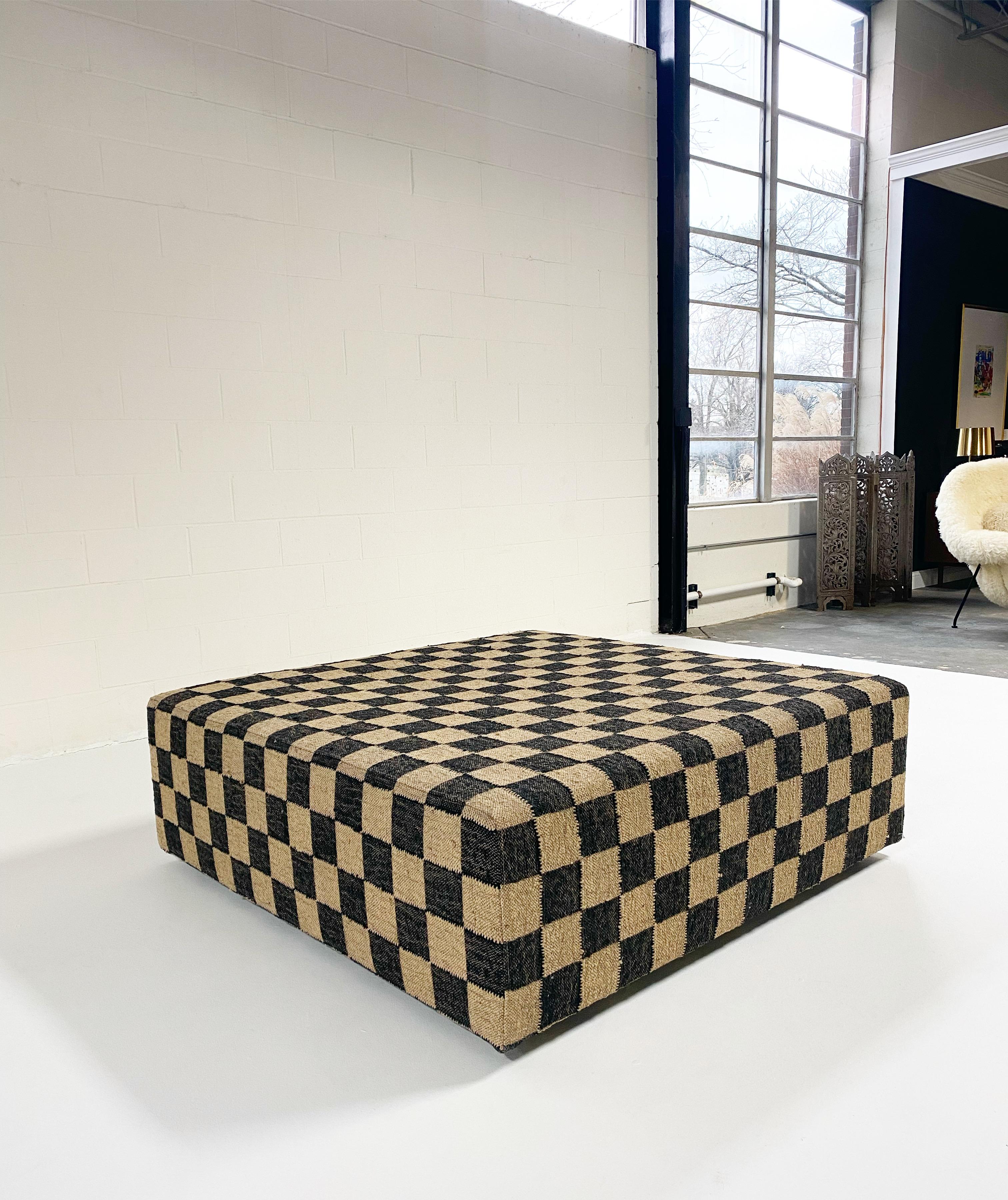 Contemporary Forsyth Checkerboard Ottoman