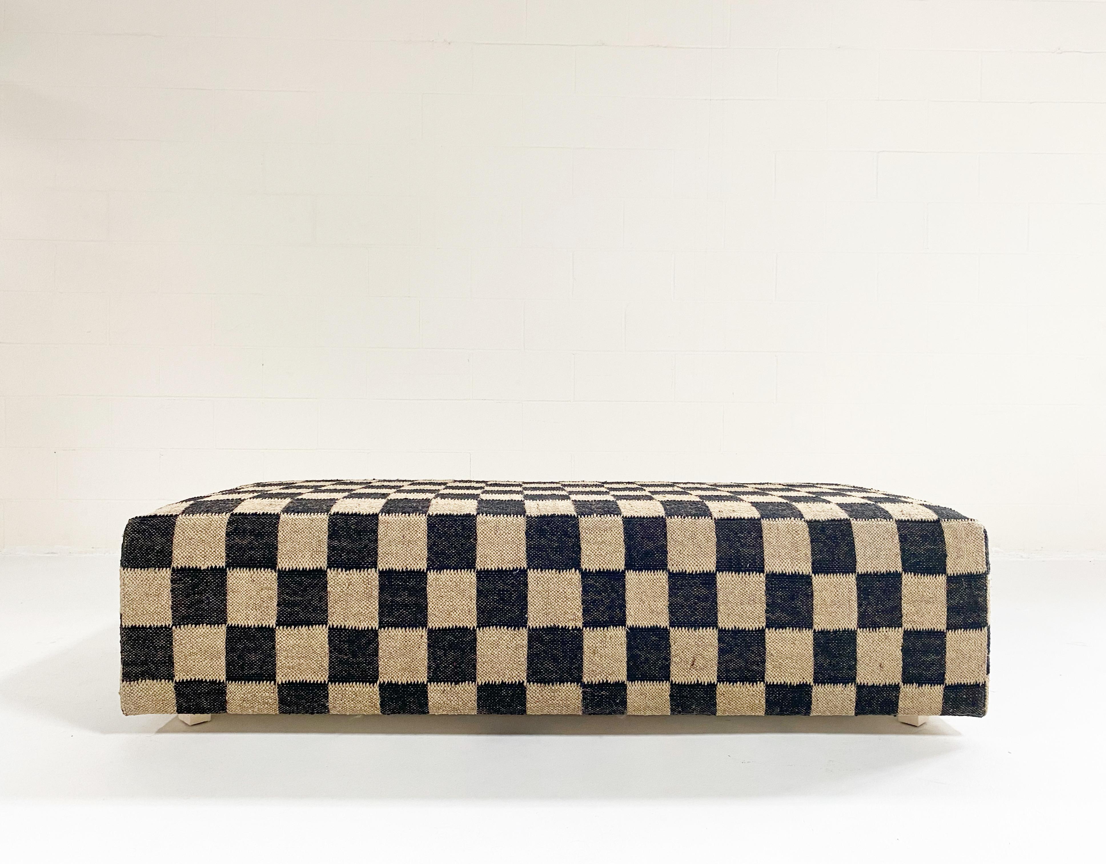 The Forsyth Checkerboard Ottoman, Custom Sizes Available For Sale 2