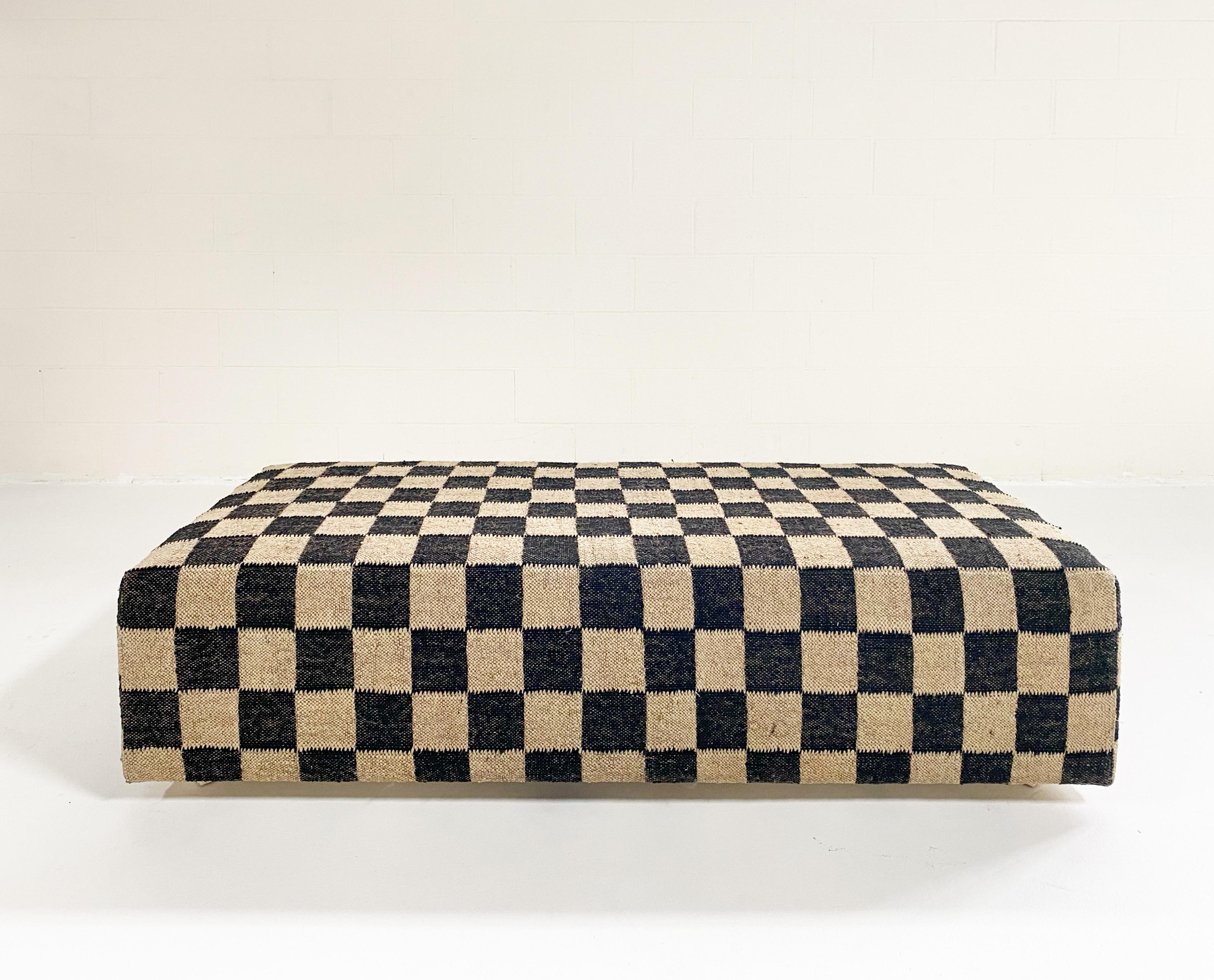 The Forsyth Checkerboard Ottoman, Custom Sizes Available For Sale 3