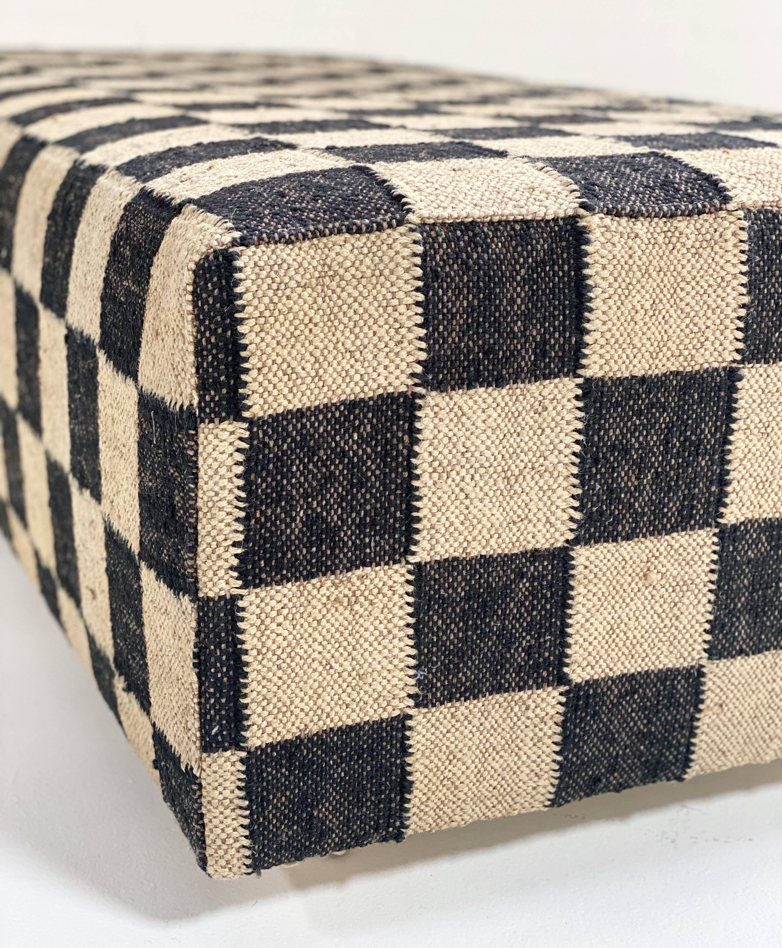 Wool The Forsyth Checkerboard Ottoman, Custom Sizes Available For Sale