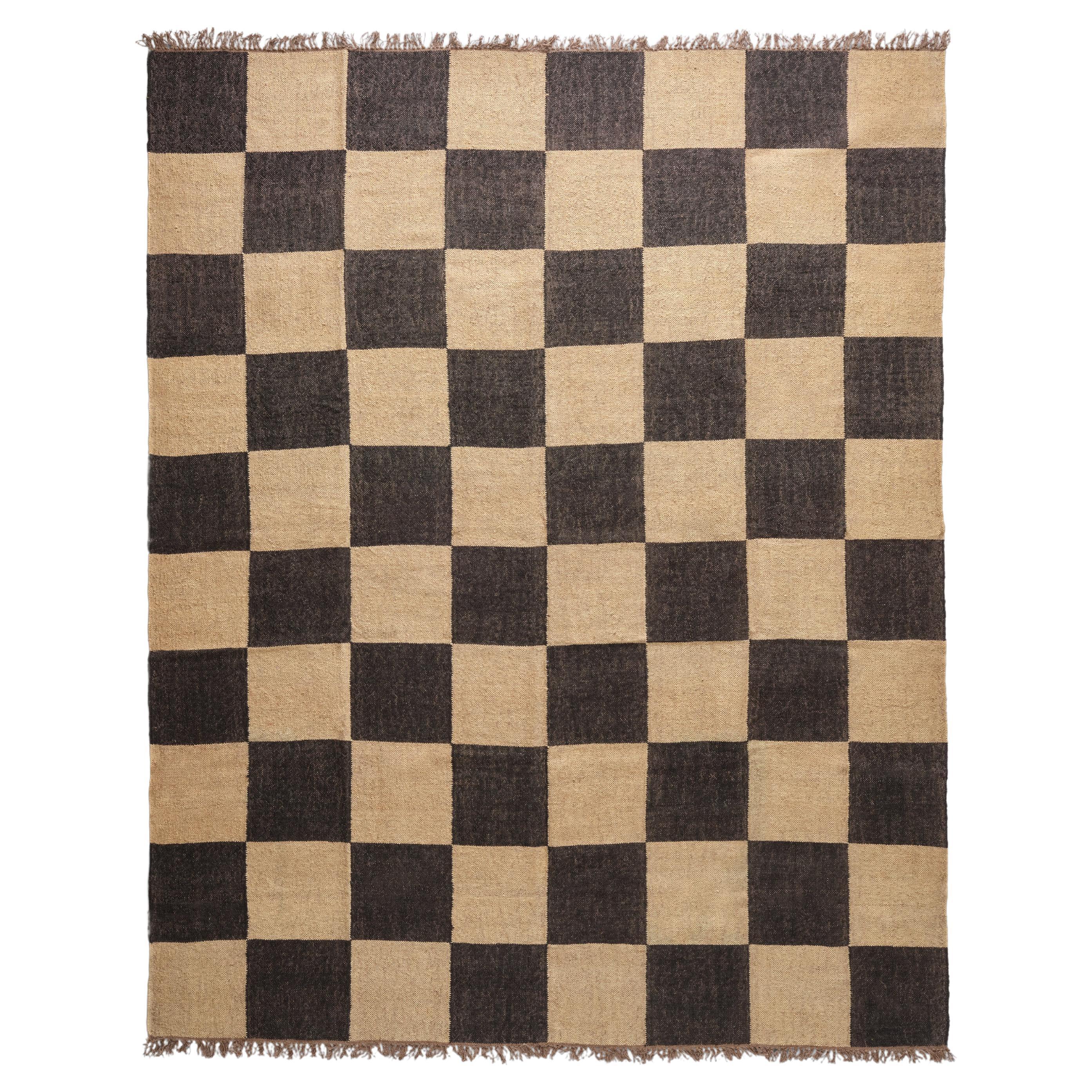 The Forsyth Checkerboard Rug - Big Checks in Off Black, 11x14 For Sale