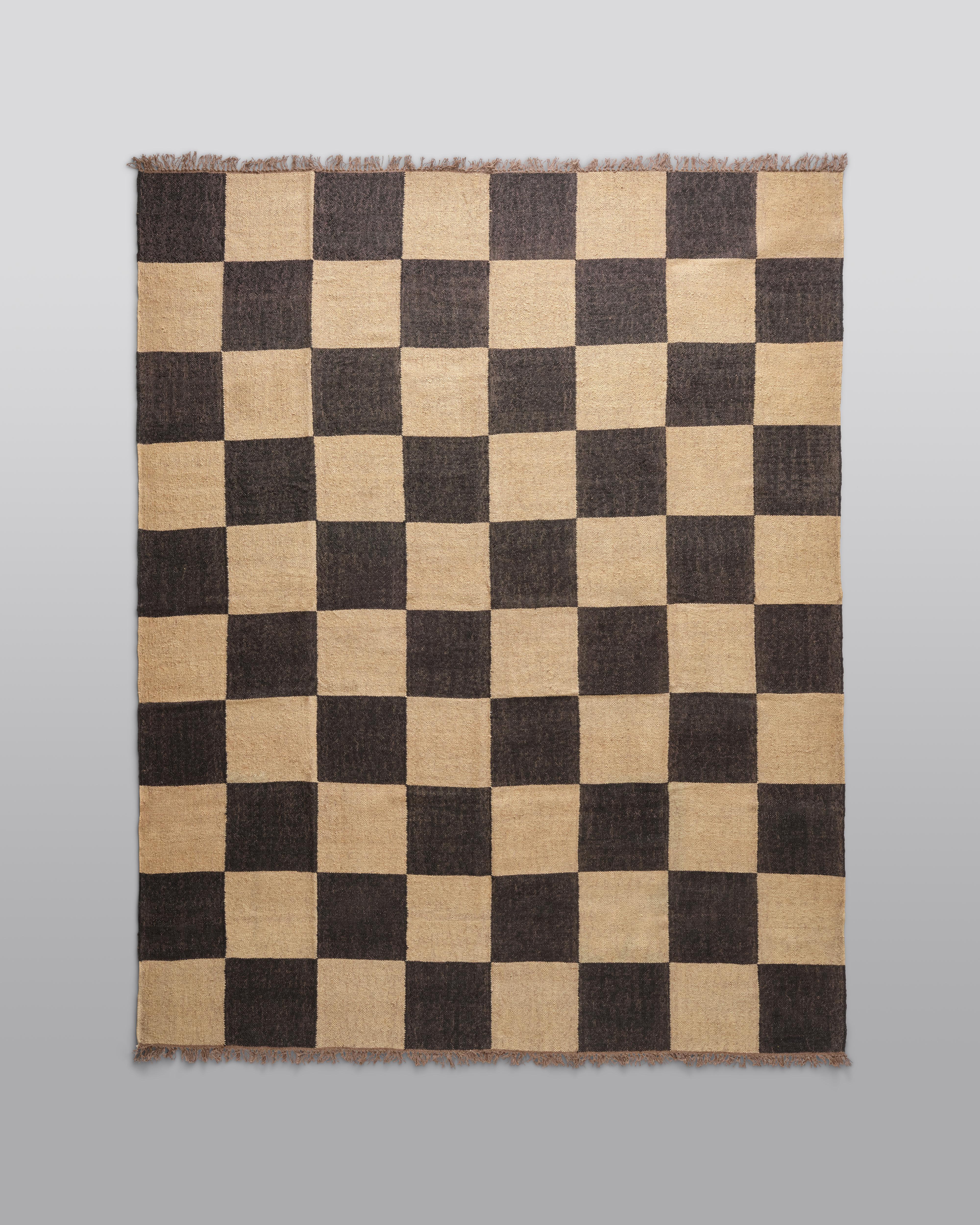 Contemporary The Forsyth Checkerboard Rug - Big Checks in Off Black, 8x10 For Sale