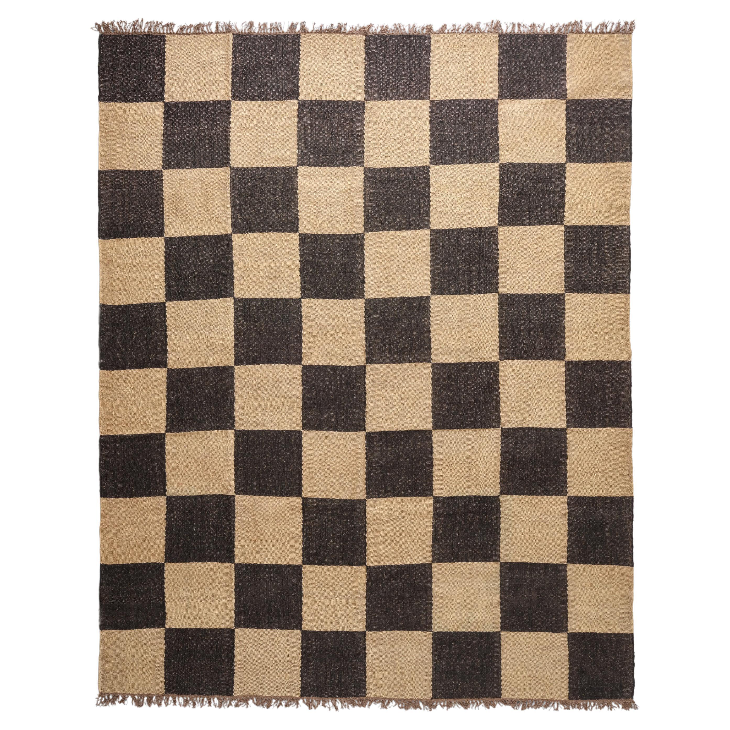 Tappeto a scacchiera Forsyth - Grandi scacchi in nero sporco, 8x10