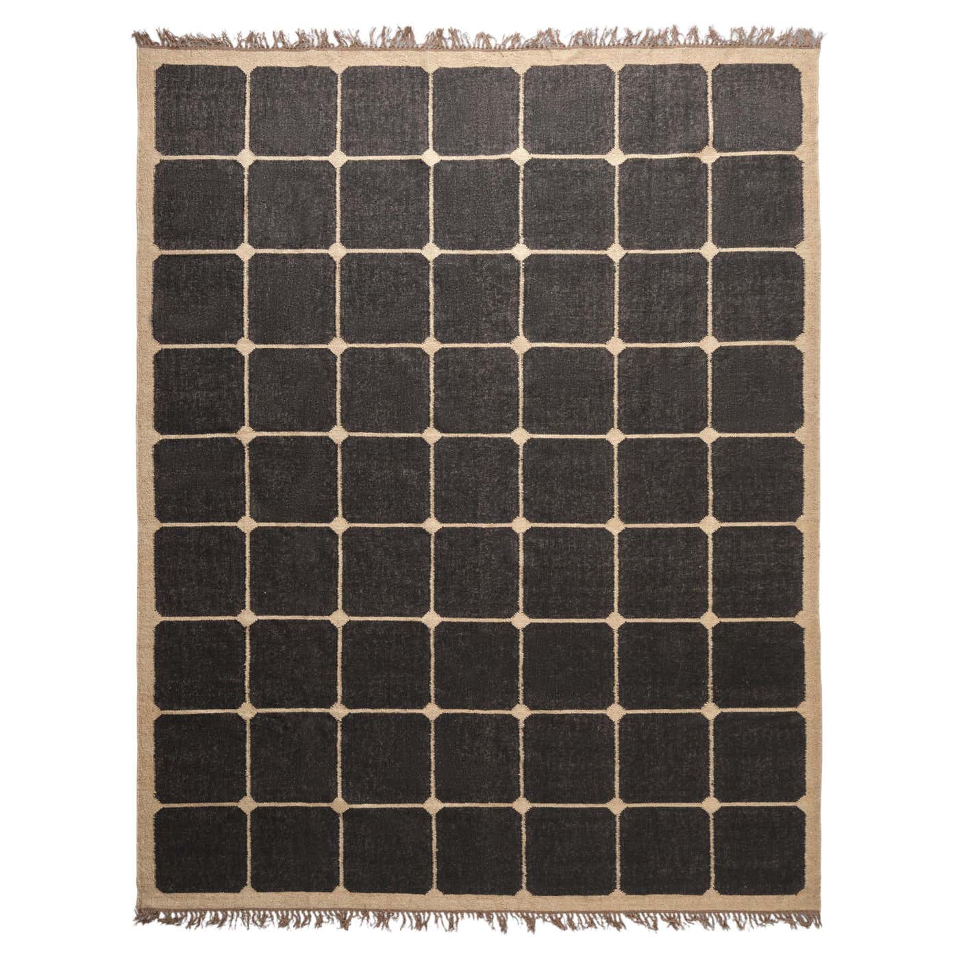 The Forsyth Checkerboard Rug - Dark Tile Checks in Off Black, 8x10 For ...