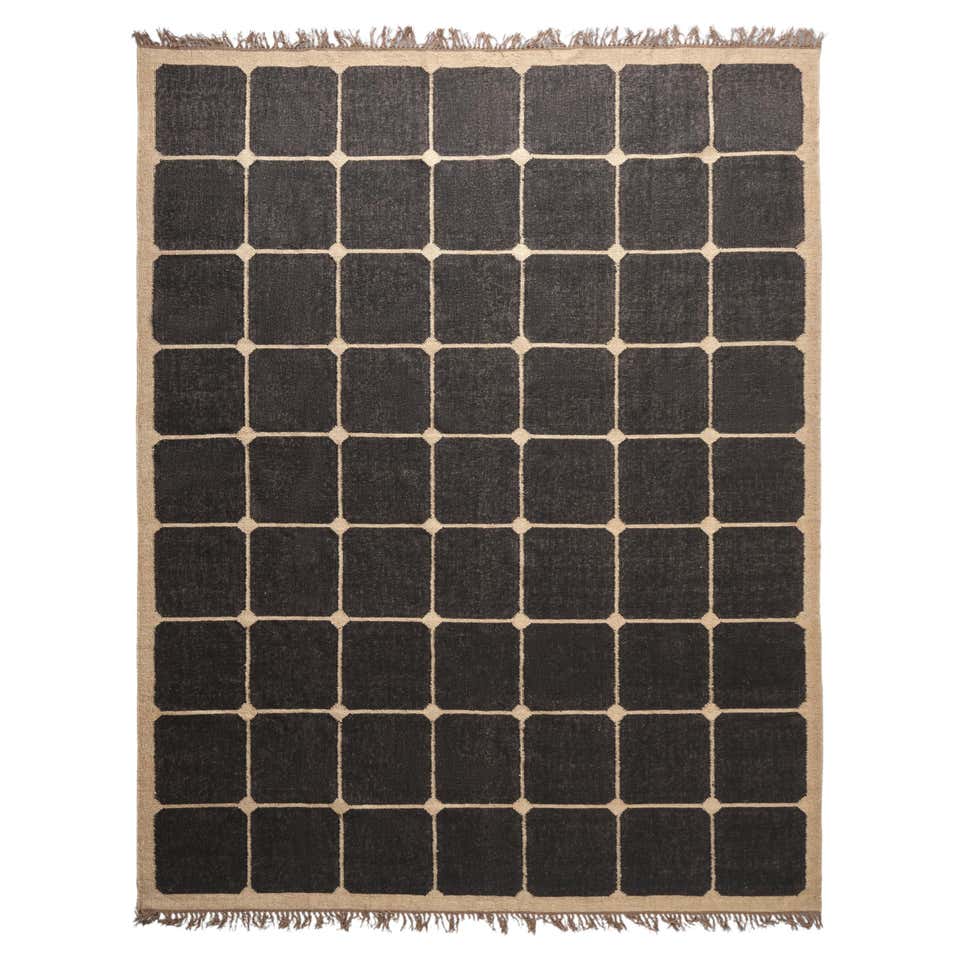 The Forsyth Checkerboard Rug - Big Checks in Off Black, 8x10 For Sale ...