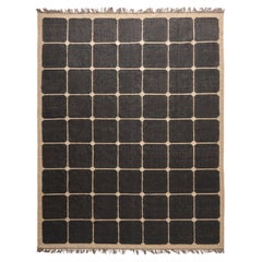 The Forsyth Checkerboard Rug - Dark Tile Checks in Off Black, 8x10 