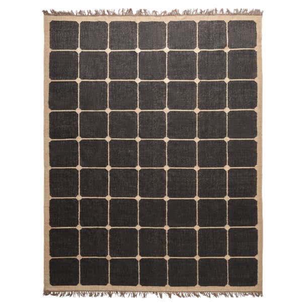 The Forsyth Checkerboard Rug - Dark Tile Checks in Off Black, 9x12 For ...