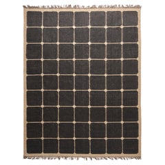 The Forsyth Checkerboard Rug - Dark Tile Checks in Off Black, 9x12